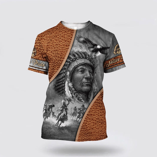 Native American T Shirt, Hunting Session Native American 3D All Over Printed T Shirt, Native American Graphic Tee For Men Women