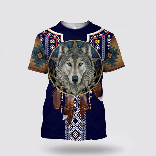 Native American T Shirt, In The Dream Wolf Native American 3D All Over Printed T Shirt, Native American Graphic Tee For Men Women