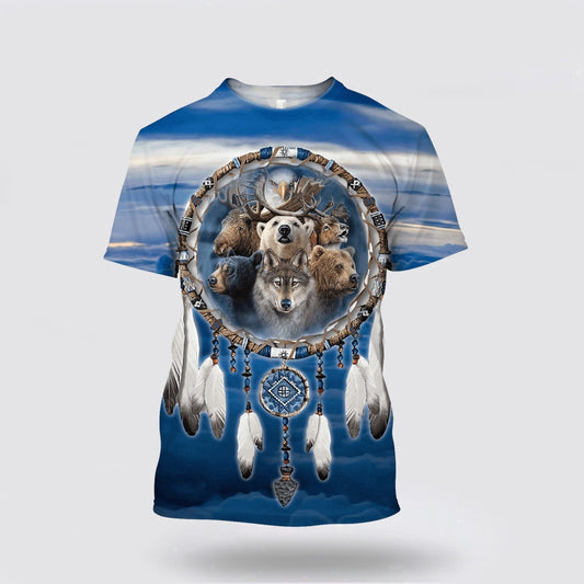 Native American T Shirt, Indigenous Animals Native American 3D All Over Printed T Shirt, Native American Graphic Tee For Men Women