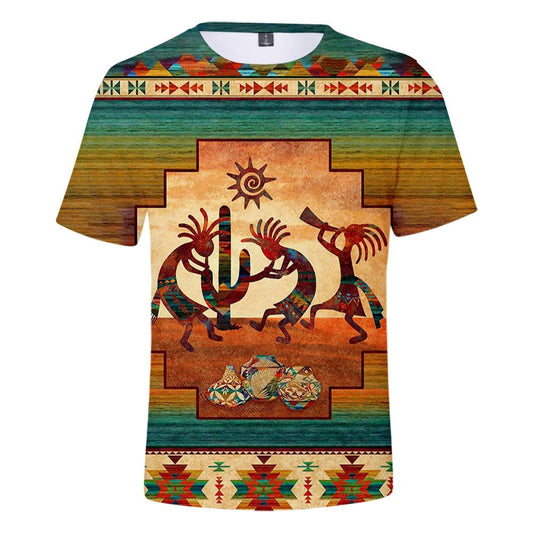 Native American T Shirt, Kokopelli Myth Native American 3D All Over Printed T Shirt, Native American Graphic Tee For Men Women
