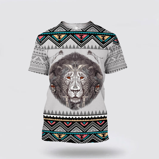Native American T Shirt, Lion King Native American 3D All Over Printed T Shirt, Native American Graphic Tee For Men Women