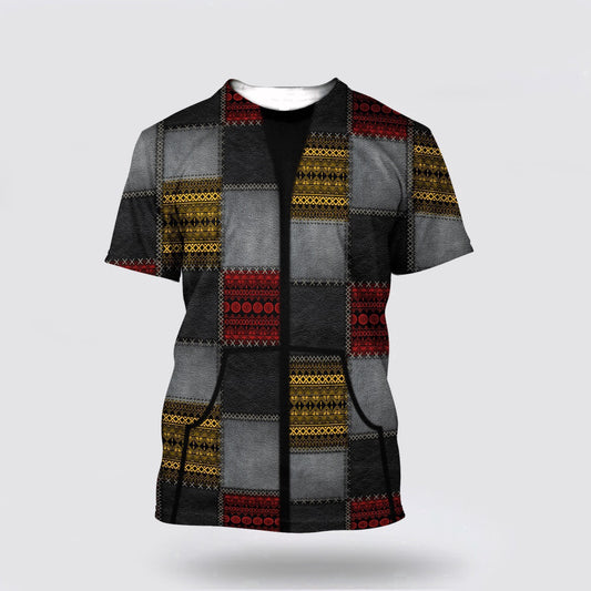 Native American T Shirt, Mosaic Motifs Native American 3D All Over Printed T Shirt, Native American Graphic Tee For Men Women