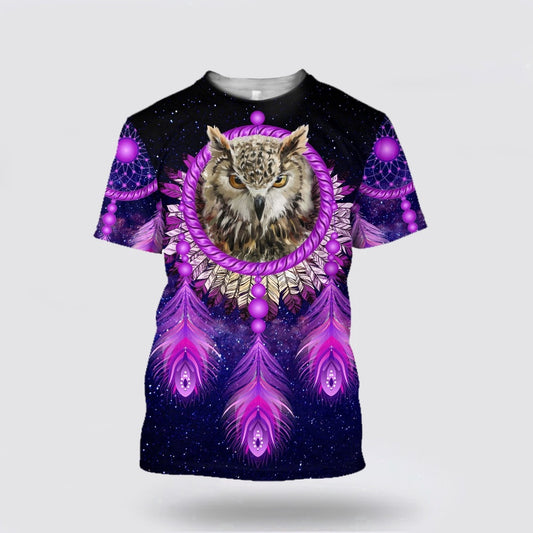Native American T Shirt, Mystical Owl Native American 3D All Over Printed T Shirt, Native American Graphic Tee For Men Women