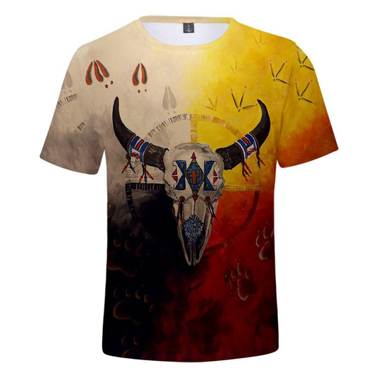 Native American T Shirt, Native American 3D Bison Skull Native American  3D All Over Printed T Shirt, Native American Graphic Tee For Men Women