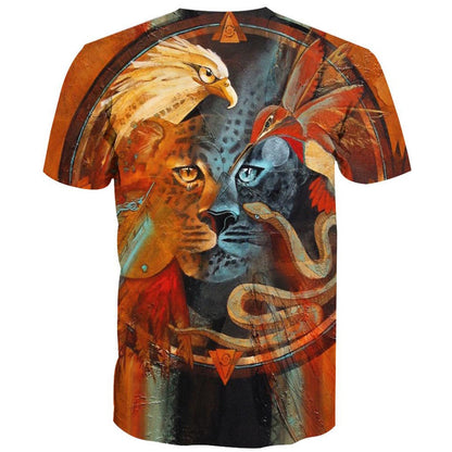 Native American T Shirt, Native American Animals Painting All Over Printed T Shirt, Native American Graphic Tee For Men Women