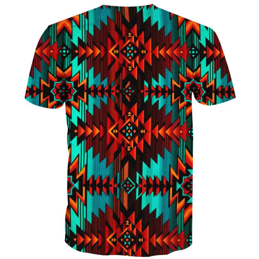 Native American T Shirt, Native American Arrangement Art All Over Printed T Shirt, Native American Graphic Tee For Men Women