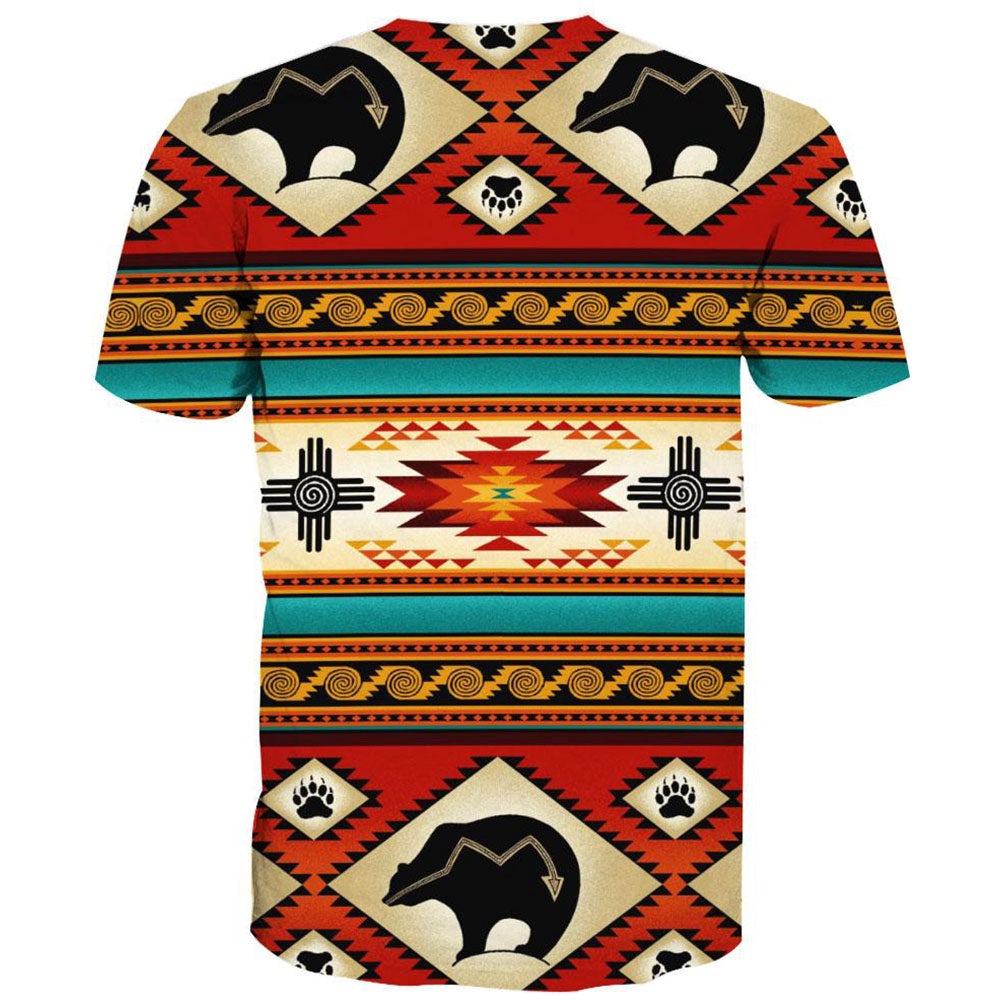 Native American T Shirt, Native American Bear All Over Printed T Shirt, Native American Graphic Tee For Men Women