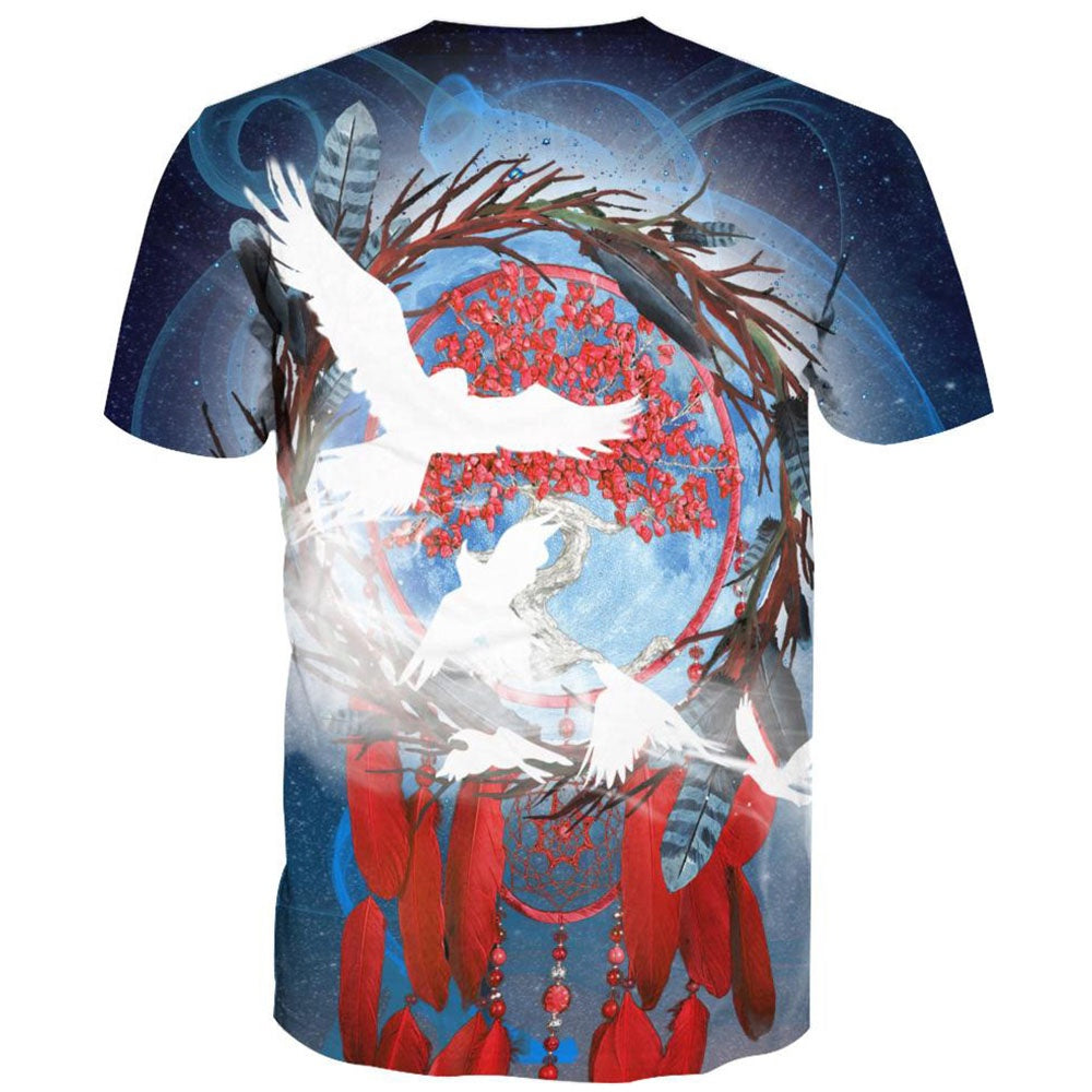 Native American T Shirt, Native American Bird's Family All Over Printed T Shirt, Native American Graphic Tee For Men Women