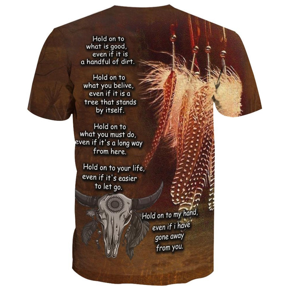 Native American T Shirt, Native American Bison Skull Feather All Over Printed T Shirt, Native American Graphic Tee For Men Women
