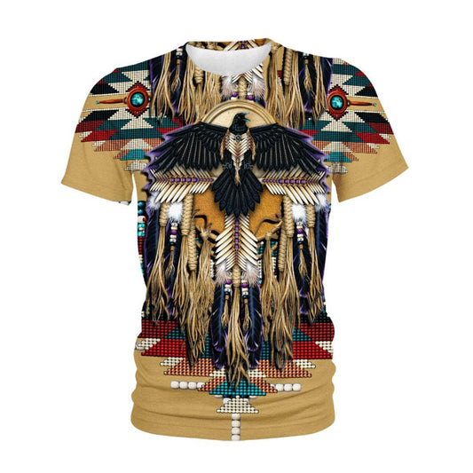 Native American T Shirt, Native American Black Eagle Feather All Over Printed T Shirt, Native American Graphic Tee For Men Women