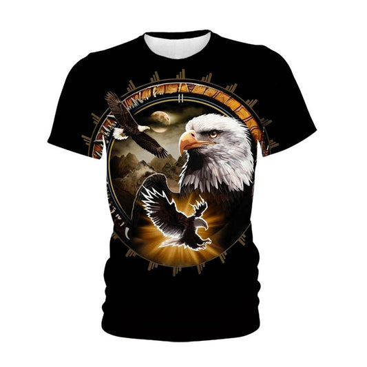 Native American T Shirt, Native American Black Eagles All Over Printed T Shirt, Native American Graphic Tee For Men Women