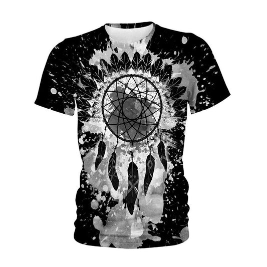 Native American T Shirt, Native American Black & White All Over Printed T Shirt, Native American Graphic Tee For Men Women