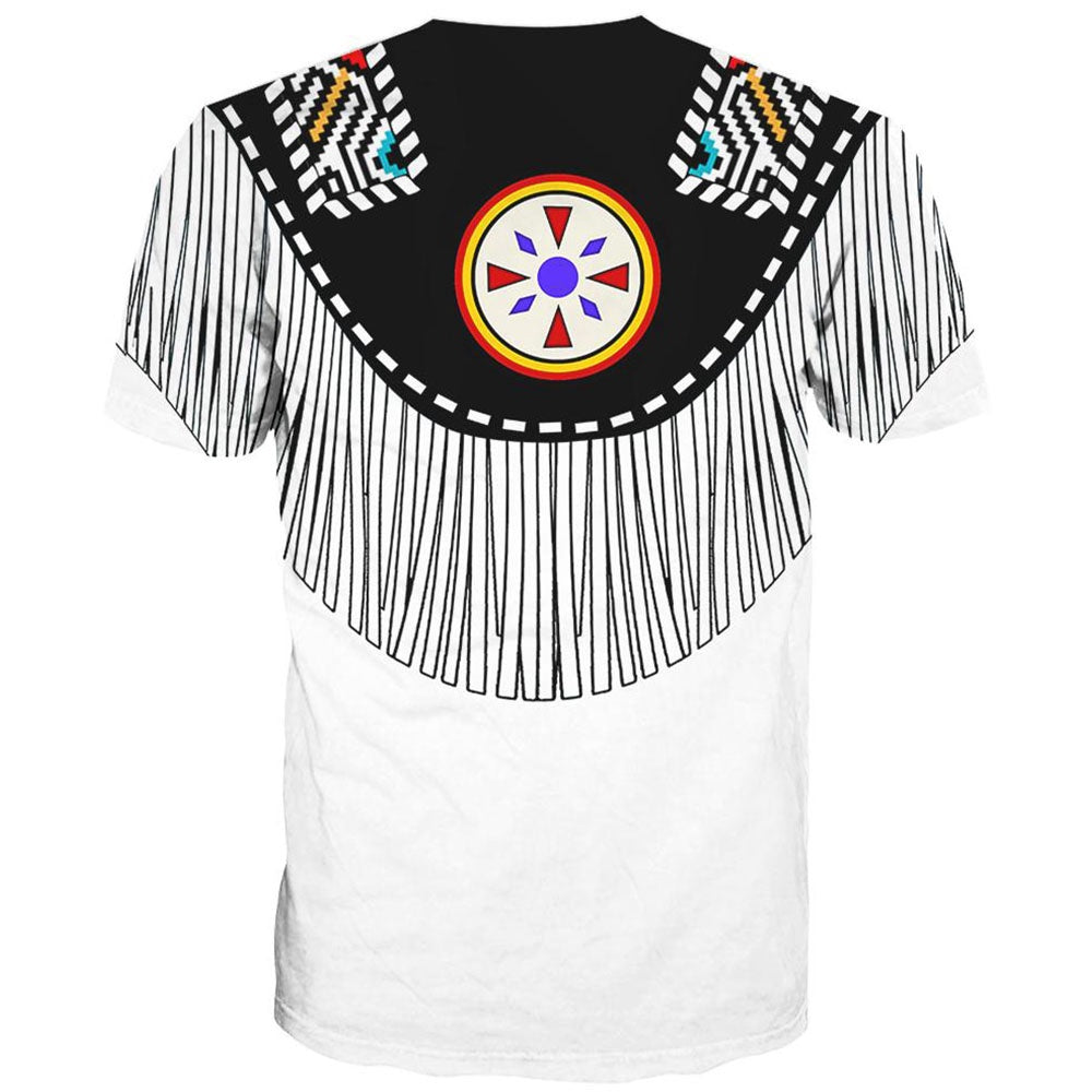 Native American T Shirt, Native American Black White All Over Printed T Shirt, Native American Graphic Tee For Men Women