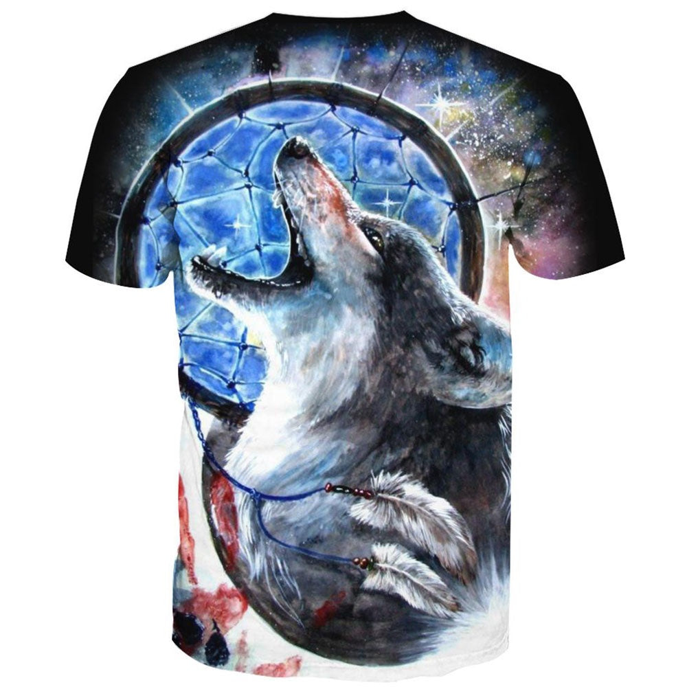 Native American T Shirt, Native American Black Wolf Dream All Over Printed T Shirt, Native American Graphic Tee For Men Women