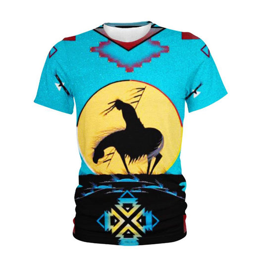 Native American T Shirt, Native American Blue Horse All Over Printed T Shirt, Native American Graphic Tee For Men Women