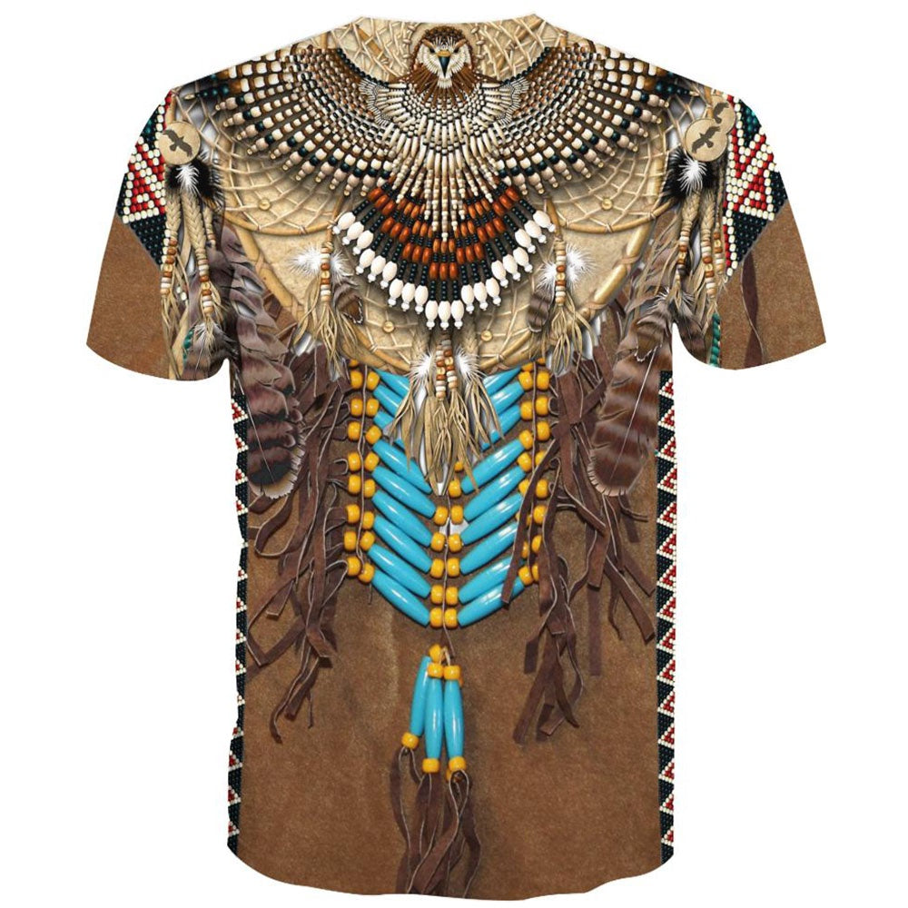 Native American T Shirt, Native American Brown Owl All Over Printed T Shirt, Native American Graphic Tee For Men Women