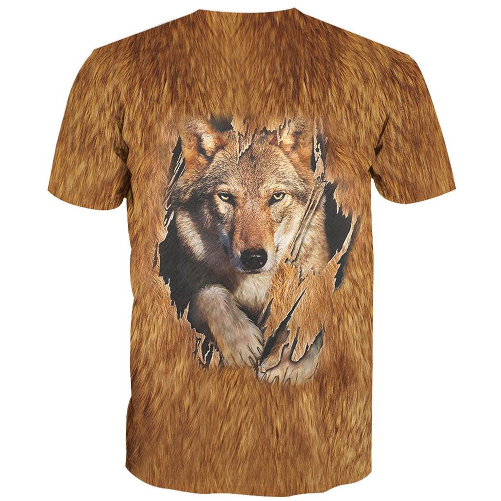 Native American T Shirt, Native American Brown Wolf All Over Printed T Shirt, Native American Graphic Tee For Men Women