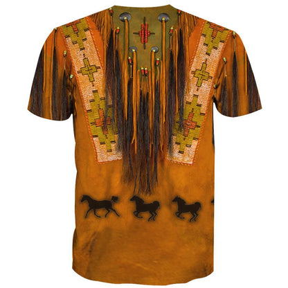 Native American T Shirt, Native American Buff Knight Horse All Over Printed T Shirt, Native American Graphic Tee For Men Women