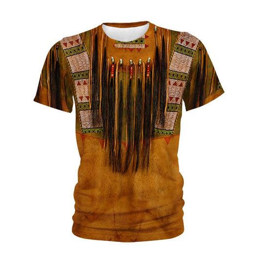 Native American T Shirt, Native American Buff Pattern All Over Printed T Shirt, Native American Graphic Tee For Men Women
