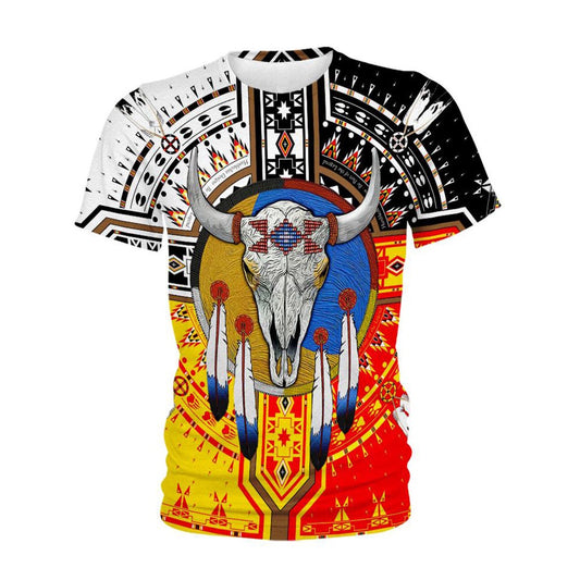 Native American T Shirt, Native American Buffalo Colourful All Over Printed T Shirt, Native American Graphic Tee For Men Women