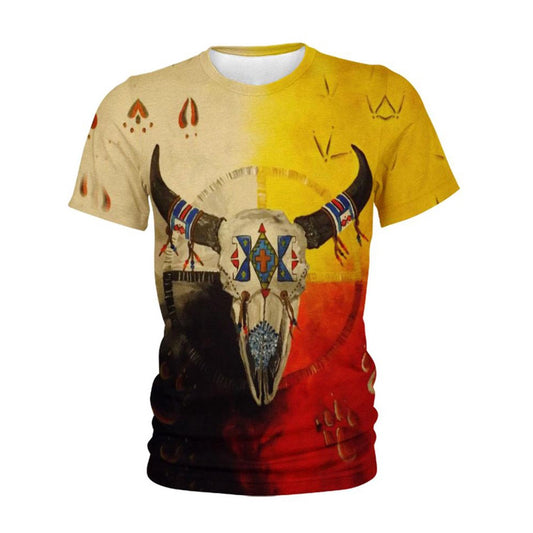 Native American T Shirt, Native American Buffalo Multi-Color All Over Printed T Shirt, Native American Graphic Tee For Men Women