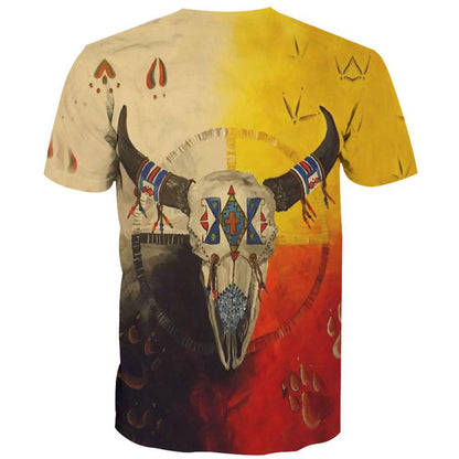 Native American T Shirt, Native American Buffalo Multi-Color All Over Printed T Shirt, Native American Graphic Tee For Men Women