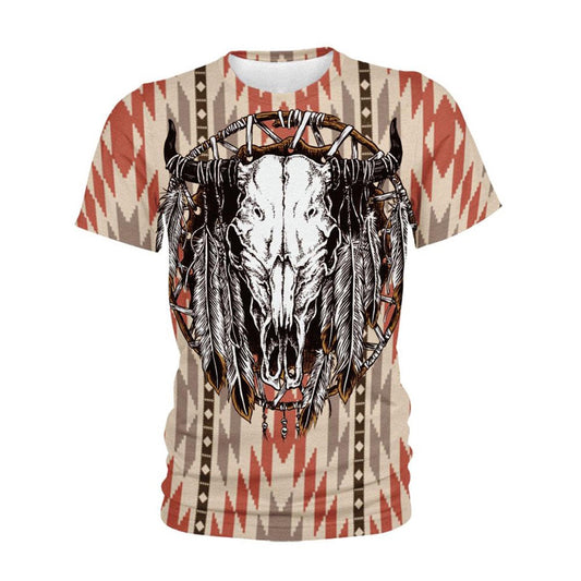 Native American T Shirt, Native American Buffalo Pattern All Over Printed T Shirt, Native American Graphic Tee For Men Women