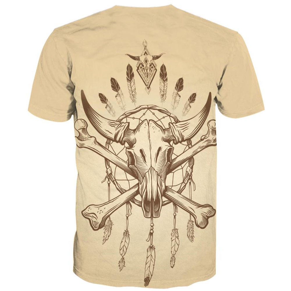Native American T Shirt, Native American Buffalo Skull All Over Printed T Shirt, Native American Graphic Tee For Men Women
