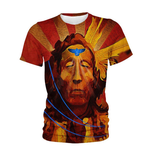 Native American T Shirt, Native American Chief All Over Printed T Shirt, Native American Graphic Tee For Men Women