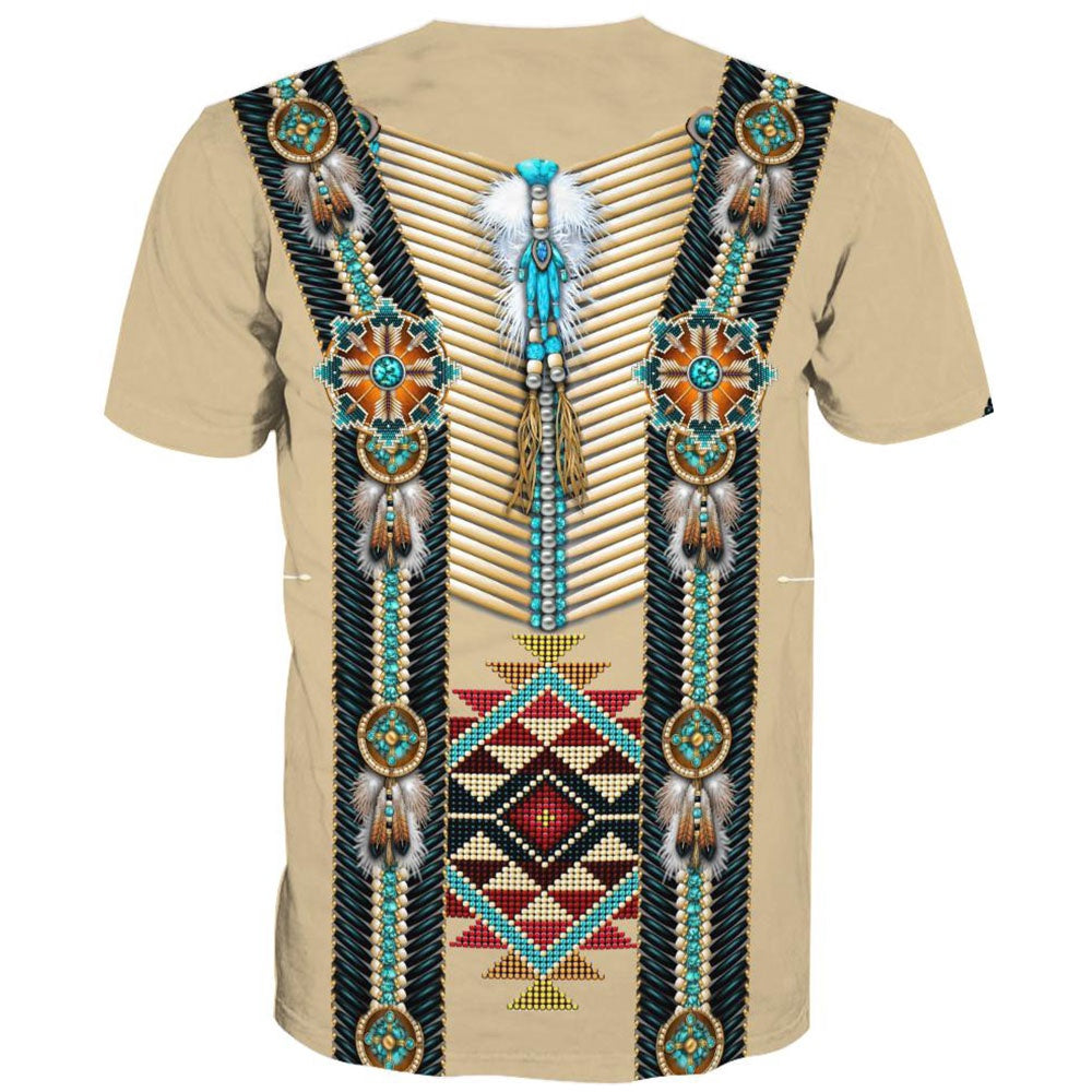 Native American T Shirt, Native American Combination Pattern All Over Printed T Shirt, Native American Graphic Tee For Men Women