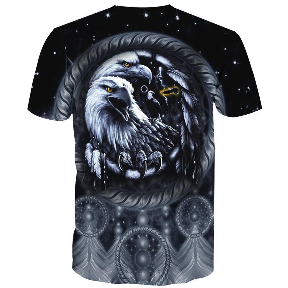 Native American T Shirt, Native American Couple Eagles All Over Printed T Shirt, Native American Graphic Tee For Men Women