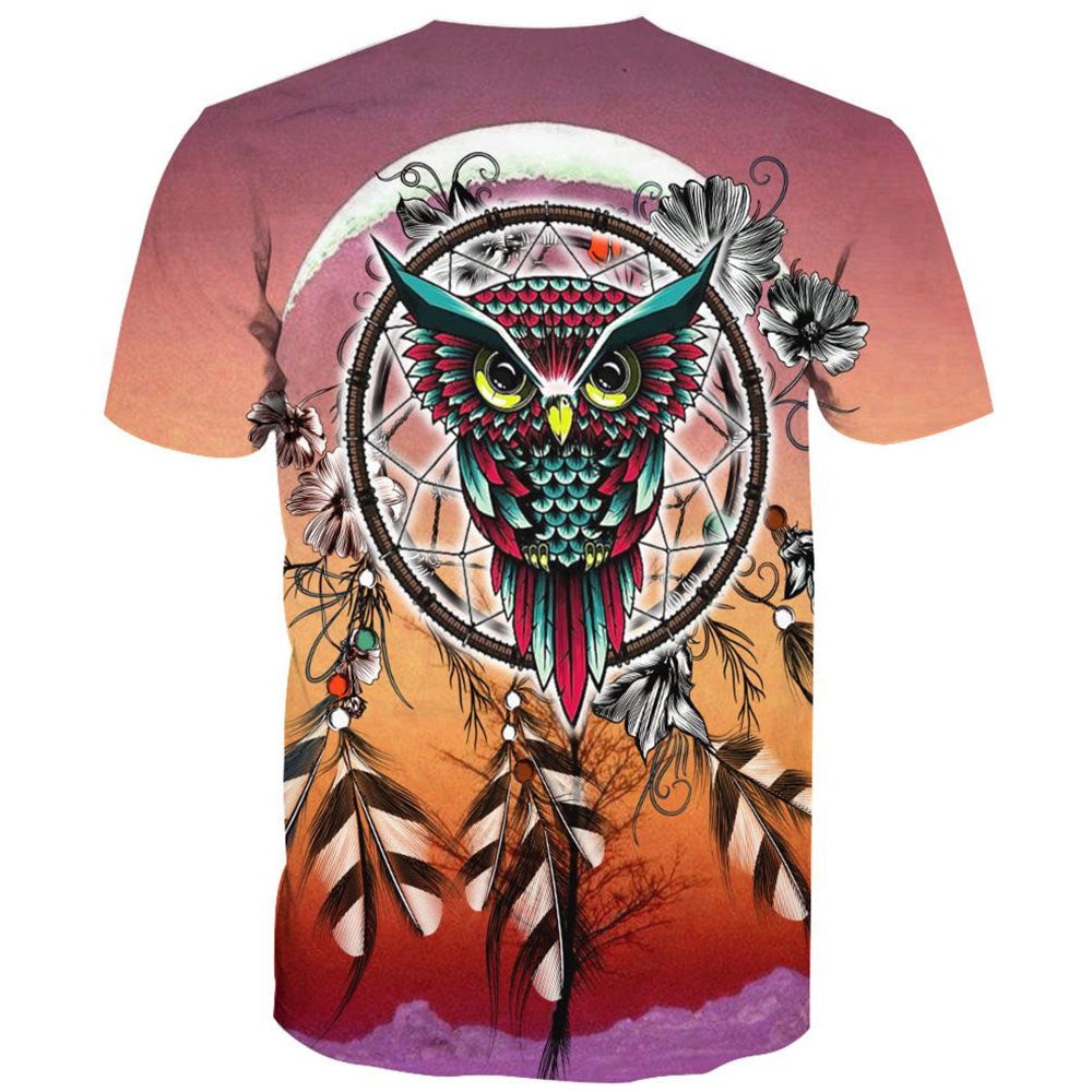 Native American T Shirt, Native American Cute Owl All Over Printed T Shirt, Native American Graphic Tee For Men Women