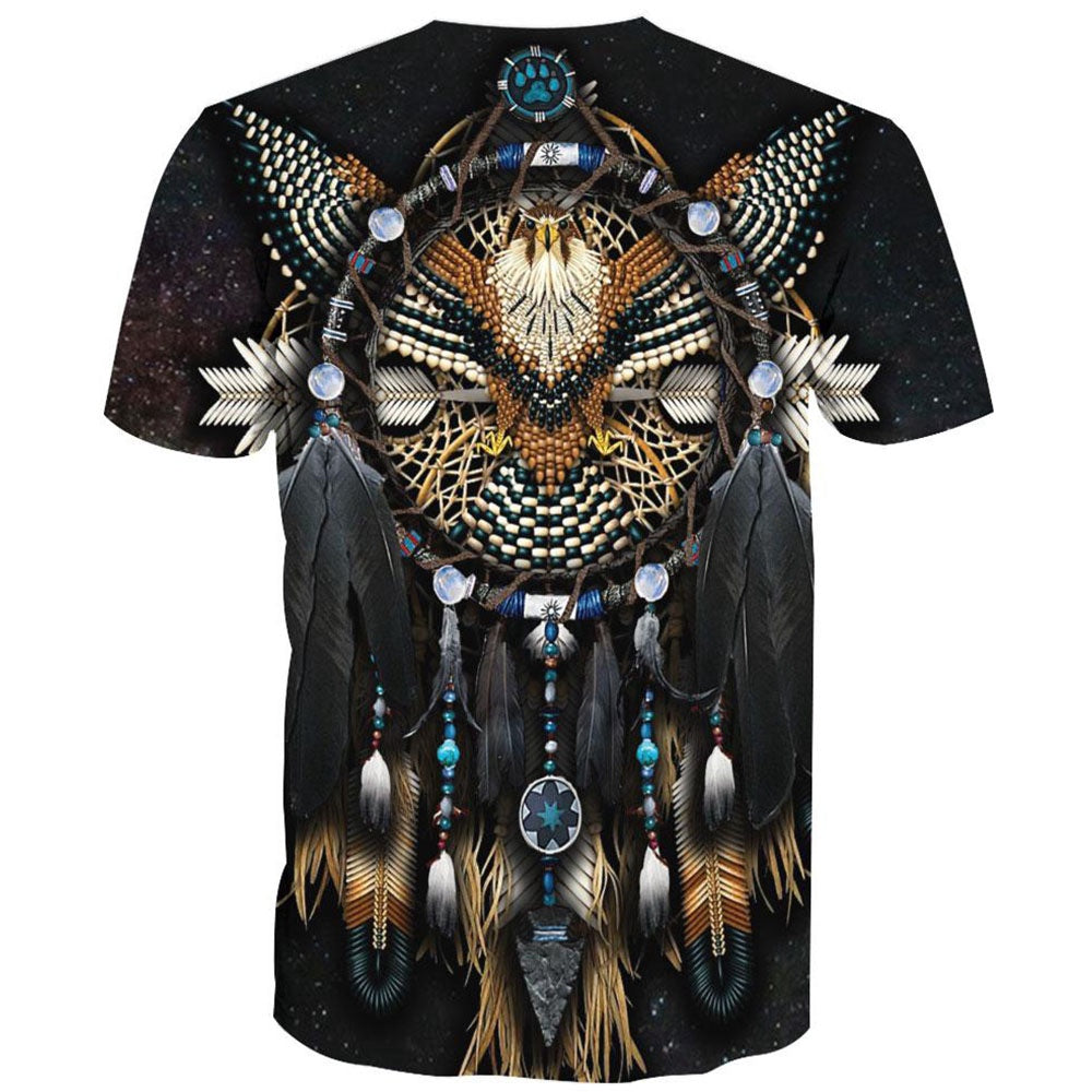 Native American T Shirt, Native American Dark Purple Eagle All Over Printed T Shirt, Native American Graphic Tee For Men Women