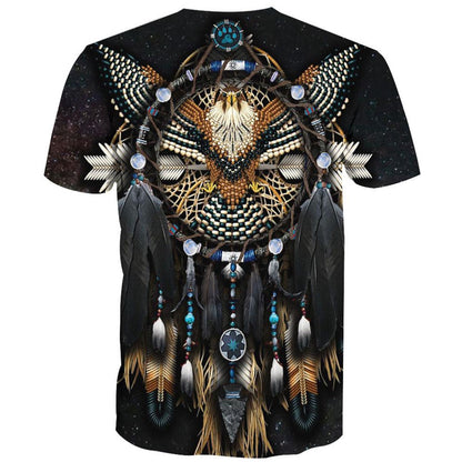 Native American T Shirt, Native American Dark Purple Eagle All Over Printed T Shirt, Native American Graphic Tee For Men Women