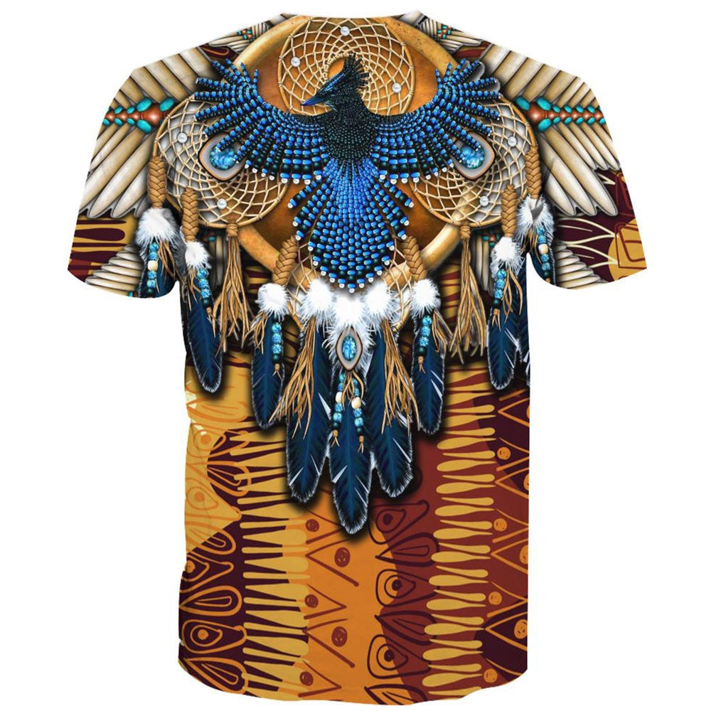 Native American T Shirt, Native American Eagle Motifs All Over Printed T Shirt, Native American Graphic Tee For Men Women