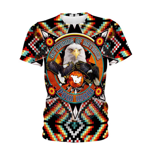 Native American T Shirt, Native American Eagle Multi-Colour All Over Printed T Shirt, Native American Graphic Tee For Men Women