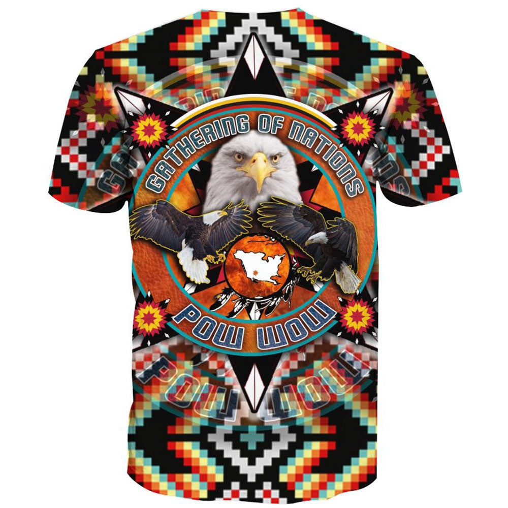 Native American T Shirt, Native American Eagle Multi-Colour All Over Printed T Shirt, Native American Graphic Tee For Men Women