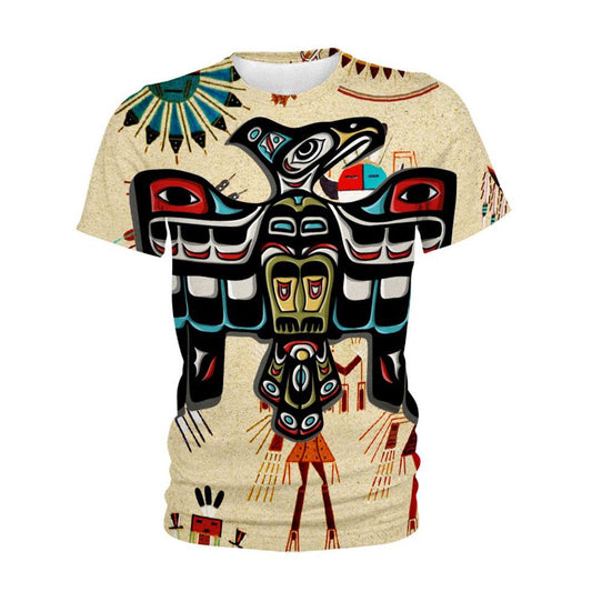 Native American T Shirt, Native American Eagle & Sun All Over Printed T Shirt, Native American Graphic Tee For Men Women