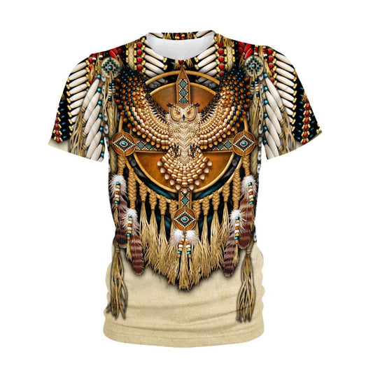 Native American T Shirt, Native American Eagle and Cross All Over Printed T Shirt, Native American Graphic Tee For Men Women