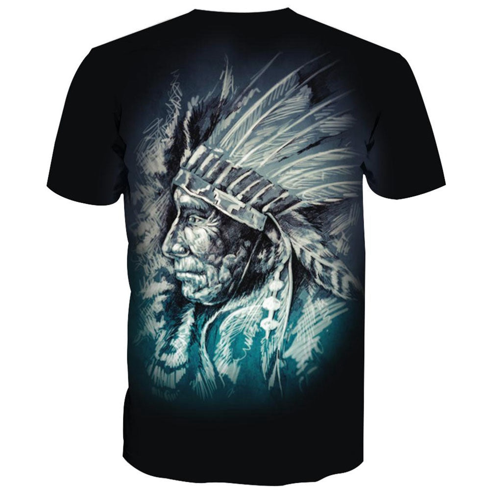 Native American T Shirt, Native American Face Indian Chief All Over Printed T Shirt, Native American Graphic Tee For Men Women
