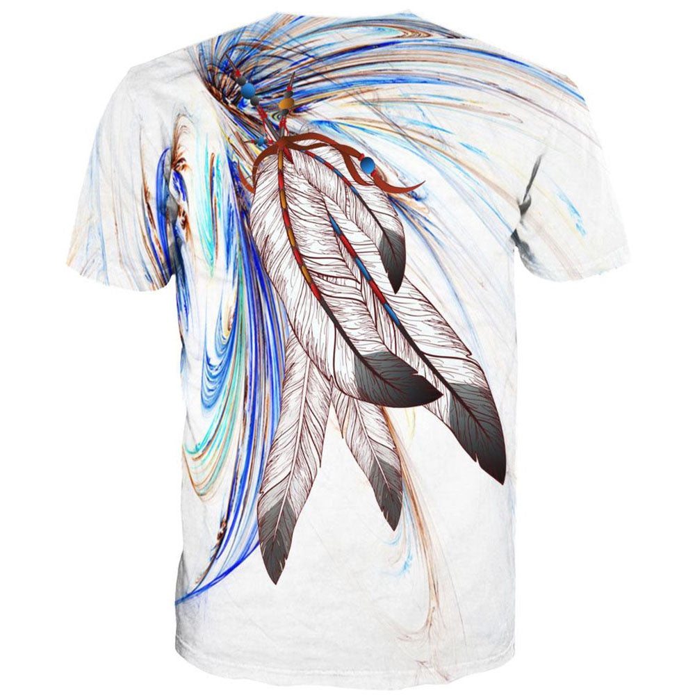 Native American T Shirt, Native American Feathers In Wind All Over Printed T Shirt, Native American Graphic Tee For Men Women