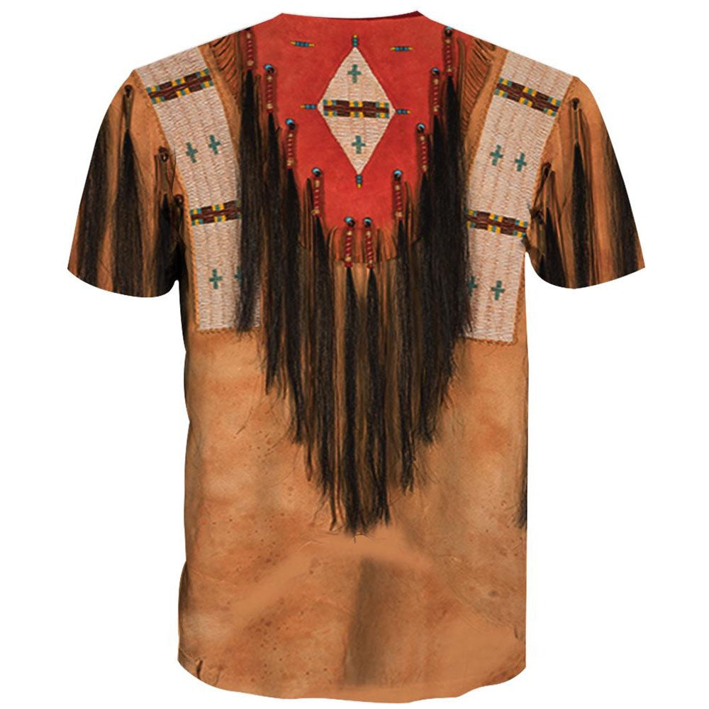 Native American T Shirt, Native American Feathers & Knights All Over Printed T Shirt, Native American Graphic Tee For Men Women