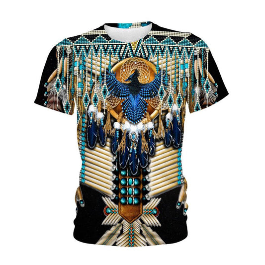 Native American T Shirt, Native American Front Eagle & Back Bison Skull All Over Printed T Shirt, Native American Graphic Tee For Men Women