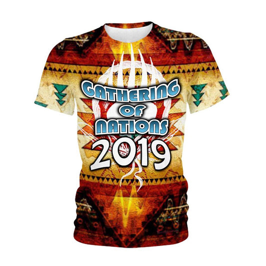 Native American T Shirt, Native American Gathering Of Nations 2019 All Over Printed T Shirt, Native American Graphic Tee For Men Women