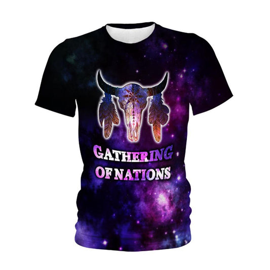 Native American T Shirt, Native American Gathering Of Nations Buffalo All Over Printed T Shirt, Native American Graphic Tee For Men Women