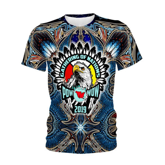 Native American T Shirt, Native American Gathering Of Nations Eagle All Over Printed T Shirt, Native American Graphic Tee For Men Women