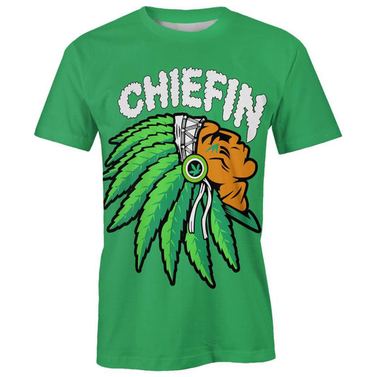 Native American T Shirt, Native American Green Chiefin All Over Printed T Shirt, Native American Graphic Tee For Men Women