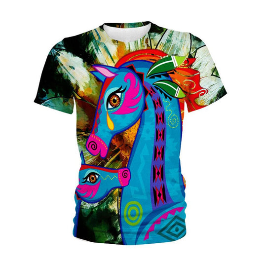 Native American T Shirt, Native American Horse Multi-color All Over Printed T Shirt, Native American Graphic Tee For Men Women