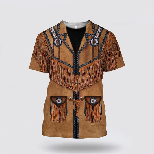 Native American T Shirt, Print Cowboy Pattern Native T Shirt 3D All Over Printed T Shirt, Native American Graphic Tee For Men Women