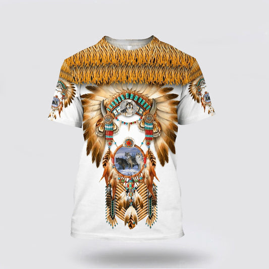Native American T Shirt, Protect Beautiful Dreams Wolf Native American 3D All Over Printed T Shirt, Native American Graphic Tee For Men Women